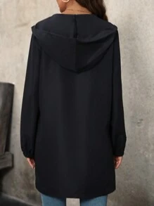 SHEIN LUNE Women's Zip-up Hooded Jacket - Black - View 2