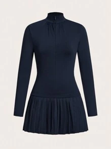 VARSITIE Vestido De Tenis Deportivo Básico Con Faldas Plisadas - Azul Marino - Ver 2