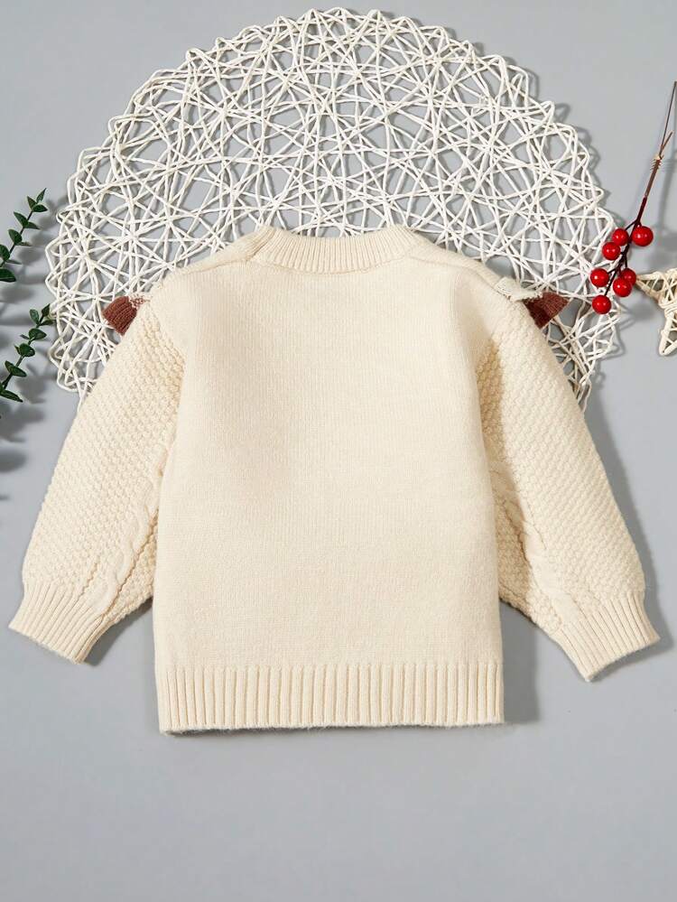 Baby Girl Cherry Pattern Ruffle Trim Sweater