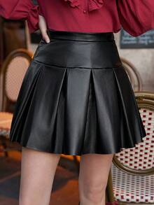 SHEIN Frenchy High Waist Pleated Skirt - Black - View 3