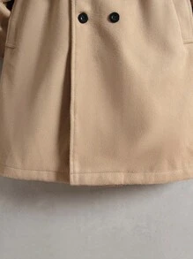 SHEIN Cậu bé Tween 1 Miếng Đôi ngực Thắt lưng Áo khoác - Lạc đà - Xem 3