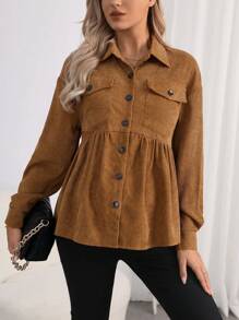 SHEIN 孕婦垂肩娃娃襯衫 - 鏽棕色 - 查看 5