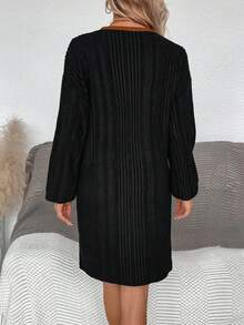 SHEIN LUNE 彩塊對比色肋紋連衣裙 - 彩色 - 查看 2