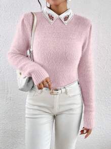 SHEIN Unity Của phụ nữ Áo len - Hồng - Xem 1