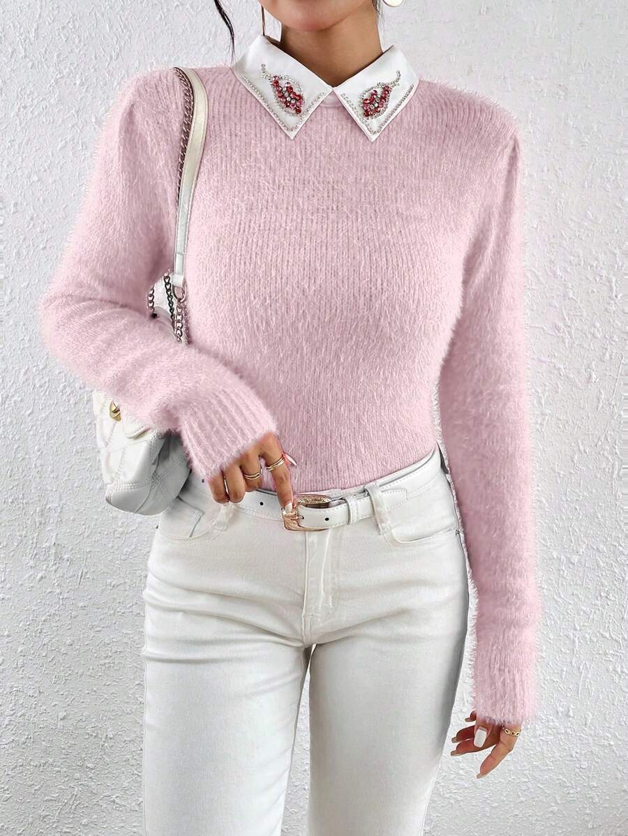 SHEIN Unity Của phụ nữ Áo len - Hồng - Xem 1