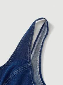 SHEIN MOD Women's Plus Size Denim Shirt With Tie Corset Top