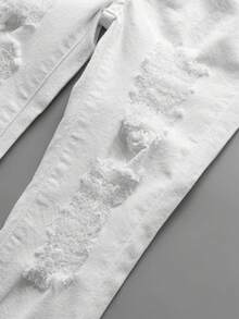 Young Boy Solid Ripped Jeans - White - View 3