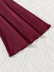 SHEIN Tween Girls' Halloween Spider Web Flared Pants - Burgundy - View 4