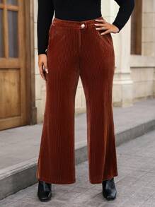 SHEIN Essnce 大碼褲子 - 咖啡棕 - 查看 1