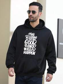 Men Plus Thermal Lined Hoodie In Black - Black - View 3