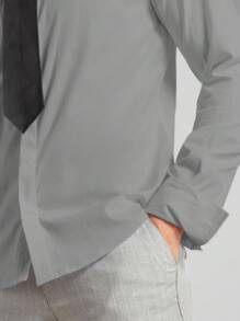 RueChic Men's Shirt With Tie Included - Grey - View 6