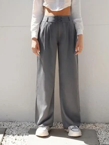 Muchica Double-breasted Suit Pants - Grey - View 1