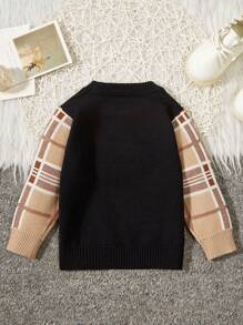 Bebé niño Jersey oso & con patrón de letra - Negro - Ver 2