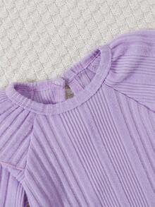 SHEIN 2pcs/set Comfortable Casual Daily Wear Warm Outfit For Baby Girls - Purple - View 5