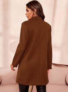 SHEIN Clasi Casaco De Lã Duplo Feminino Com Botões Na Frente