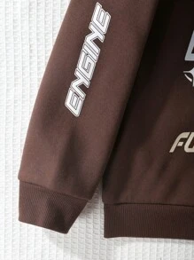 Teen Girl Stand Collar Zip Up Racing Style Sweatshirt - Brown - View 6