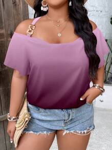 Calvaya 大尺碼漸變上衣 - 紫色 - 查看 5