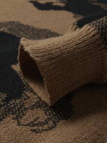 Manfinity Hypemode Loose Fit Men's Bear Pattern Round Neck Sweater - Brown - View 4