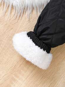 SHEIN 女小童字母補丁細節保暖長褲 - 黑色 - 查看 6