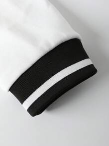Manfinity EMRG Chaqueta De Béisbol De Bloque De Color Suelta Con Estampado De Letras Para Hombres