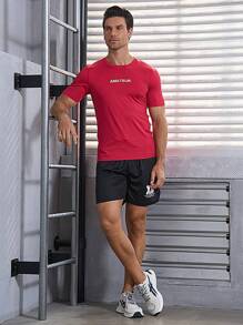 Manfinity Sport Corelite Men's Letter Printed Sports T-shirt