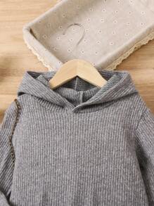 SHEIN Bé gái Đan Sọc Hai chiếc , Mùa Thu Và Mùa Đông - Xám - Xem 3