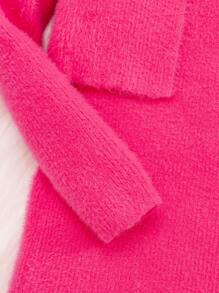 SHEIN Tween Girls' Athletic Long Sleeve Cardigan Sweater And Dress Outfit - Hot Pink - View 5