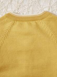 男寶寶熊圖案鈕扣針織羊毛衫,瑞士袖 - 黃色 - 查看 6
