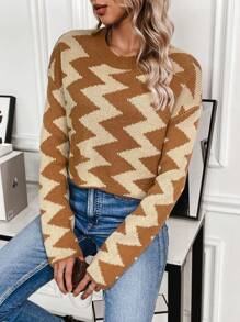 Chiquease 女性鋸齒紋圖案套頭毛衣 - 彩色 - 查看 4