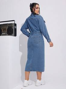 SHEIN EZwear Damski Dżins Strona Szczelina Sukienki