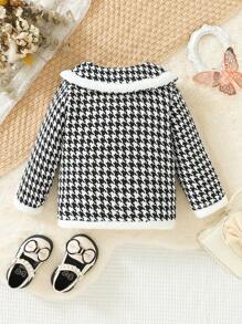 Baby Girls' Houndstooth Coat - Black and White - View 2