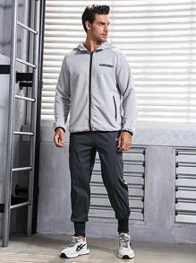 Manfinity Sport Corelite Men's Letter Print Drawstring Jogger Pants With Cargo Pockets
