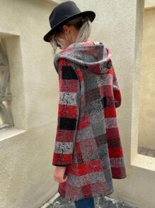 Mulvari 格子圖案連帽外套 - 紅色 - 查看 2