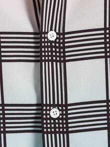 Manfinity RebelGame Camisa De Hombre Informal Tejida Con Cuadros - Verde - Ver 3