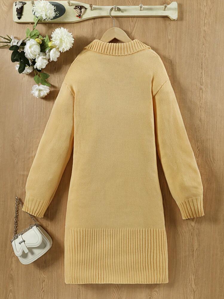 Teenage Girls' Solid Color Drop Shoulder Sweater Dress
