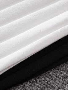 Bộ áo yếm dệt kim màu trơn phong cách đường phố giản dị của các cô gái Tween - Đen và trắng - Xem 3