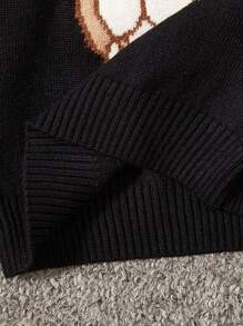 Bebé niño Jersey oso & con patrón de letra - Negro - Ver 3