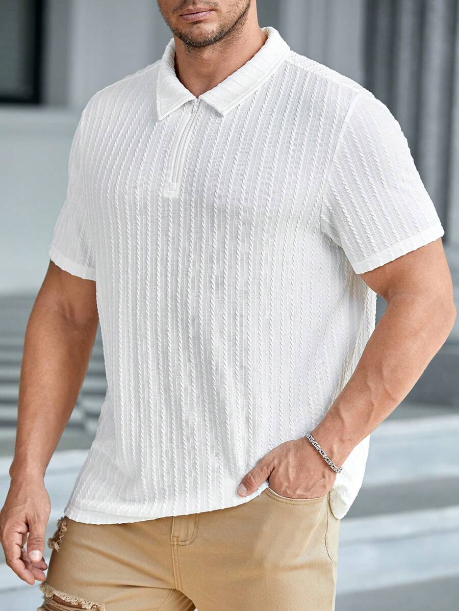 GENTILAND Men Plus Solid Polo Shirt - White - View 1