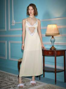 Alice McCall Contrast Lace Cut Out Cami Dress - Apricot - View 3