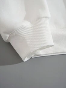 SHEIN Thiếu niên Cô gái Lá thư In Áo nỉ - trắng - Xem 3