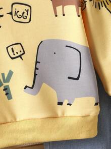 2023 Spring/autumn Baby Boys' Animal Printed Sweatshirt+jeans Set - Multicolor - View 5