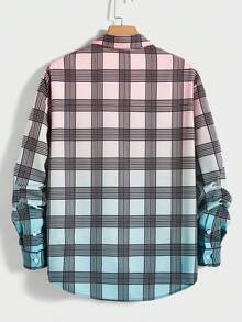 Manfinity RebelGame Camisa De Hombre Informal Tejida Con Cuadros - Verde - Ver 2