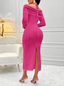 Zolique Twist Knot Backless Tie Back Bodycon Dress - Pink - View 2