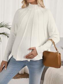 SHEIN Jersey con cuello alto y mangas raglan para maternidad, para invierno