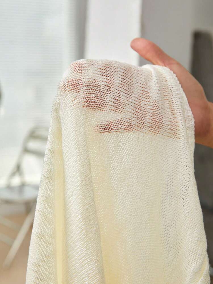 Plus Size Knitted Drop Shoulder Hollow Out Sweater With Patchwork