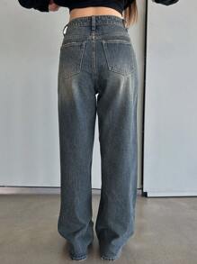 Dazy Star Washed Wide Leg Jeans - Blue - View 2