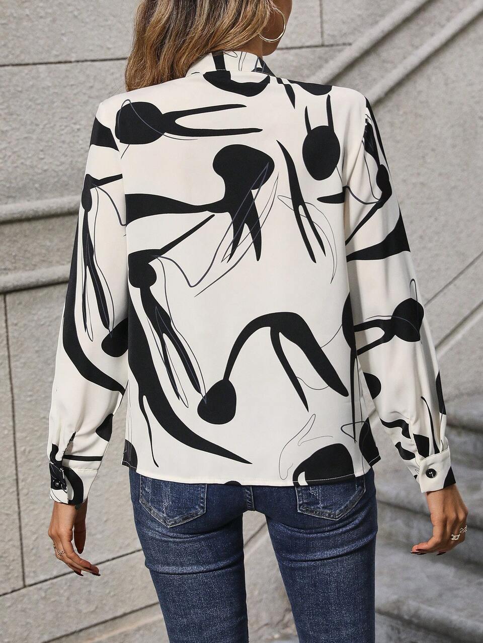 Women's Printed Notch Neckline Shirt