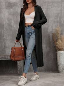 EMERY ROSE Women's Knitted Long Cardigan Coat With Pockets Fall Winter Cloth For Women - Black - View 4