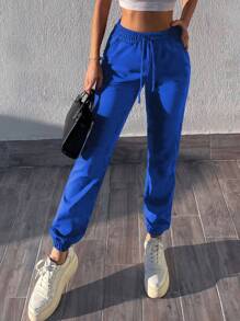 EURMUSE Women's Drawstring Waist Sportswear Pants - Blue - View 4