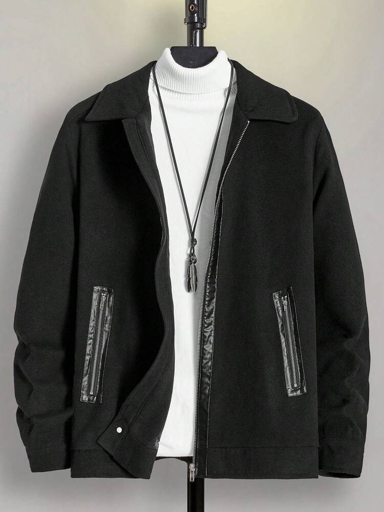 Loose Fit Men's Zip-Up Casual Long Sleeve Overcoat